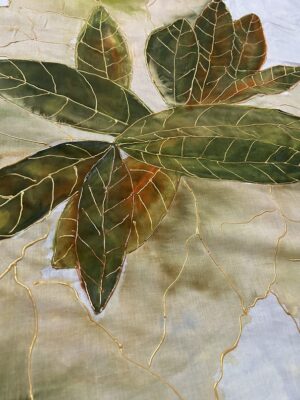 Hand Painted Leaf on Mulmul (#01)