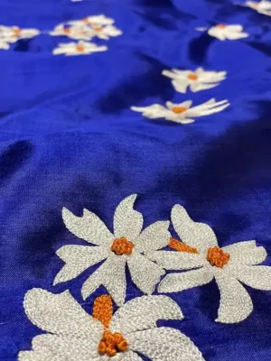 Shiuli (#02)</br>The Flower of Heaven Shiuli (Parijat), Embroidered on Silk