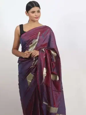 Sparkle (#03)</br>Abstract Hand Painting on Silk Saree