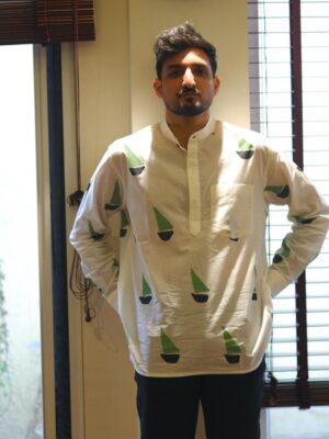 Men’s Boat Print Shirt in Mul Cotton | OO’S